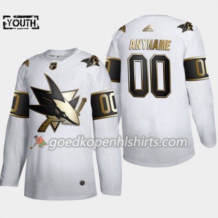 San Jose Sharks Custom Adidas 2019-2020 Golden Edition Wit Authentic Shirt - Kinderen